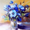 5D Diamond Painting Kits Watercolored Blue Flowers in Glass