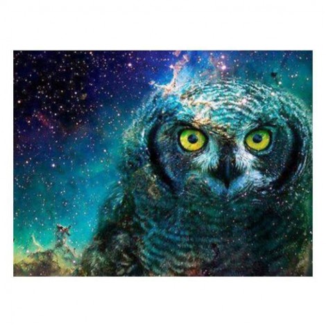5D DIY Diamond Painting Kits Fantasy Cool Blue Owl Starry Sky