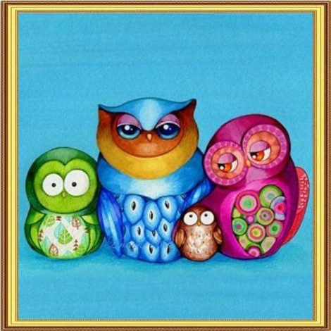 5D DIY Diamond Painting Kits Cartoon Owl Family