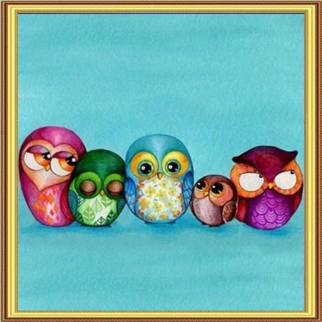 5D DIY Diamond Painting Kits Cartoon Owl Family
