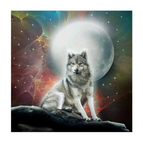 5D DIY Diamond Painting Kits Dream Moon Wolf