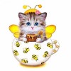 5D DIY Diamond Painting Kits Cartoon Cute Little Bee Kitten Cup