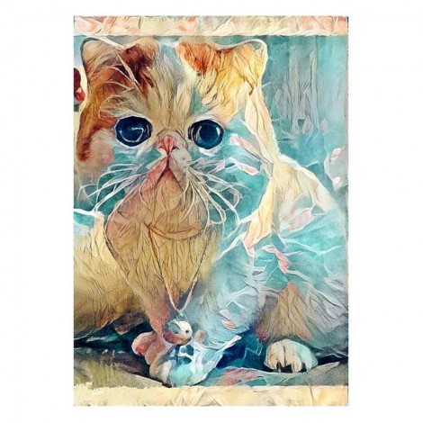 5D DIY Diamond Painting Kits Watercolor Cute Cat