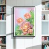 5D DIY Diamond Painting Kits Pretty Watercolor Pink And Yellow Flower