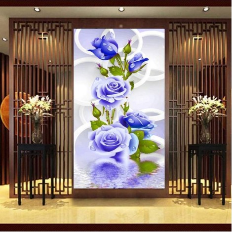 5D DIY Diamond Painting Kits Beautiful Blue Flowers
