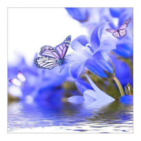 5D DIY Diamond Painting Kits Blue Flowers Butterfly