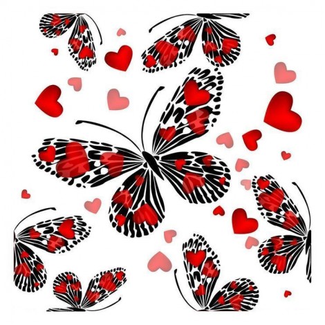 5D DIY Diamond Painting Kits Red Black Love Butterfly
