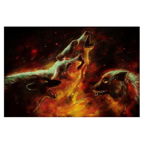 5D DIY Diamond Painting Kits Cool Fire Wolf