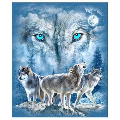 2019 Oil Painting Style Wolf Pattern 5d Diy Cross Stitch Diamond Painting Kits