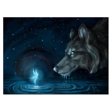 5D DIY Diamond Painting Kits Fantasy Dream Wolf Fairy