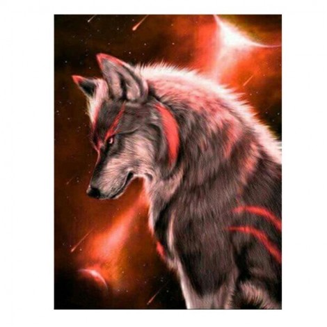 5D DIY Diamond Painting Kits Dream Cool Red Wolf Moon