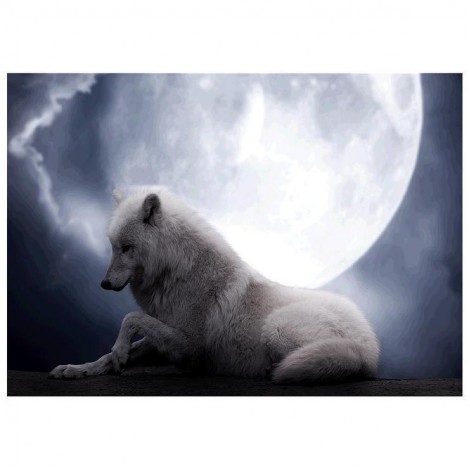 5D DIY Diamond Painting Kits Dream White Wolf Moon