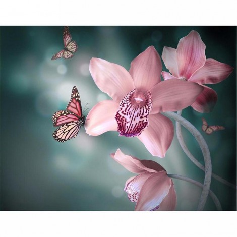 5D DIY Diamond Painting Kits Butterfly on the Pink Flower
