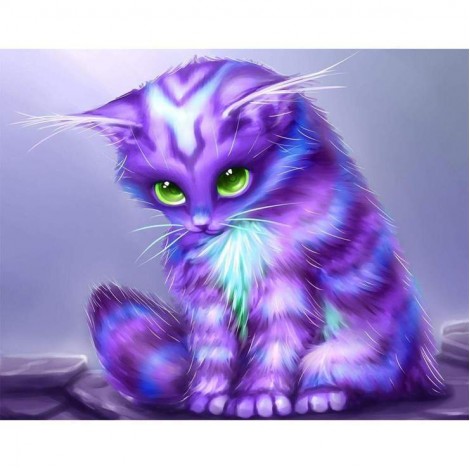 Diy 5d Diamond Painting Cross Stitch Kits Lavender Little Cat