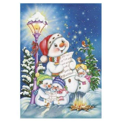 5D DIY Diamond Painting Kits Christmas Cartoon Snowman Family