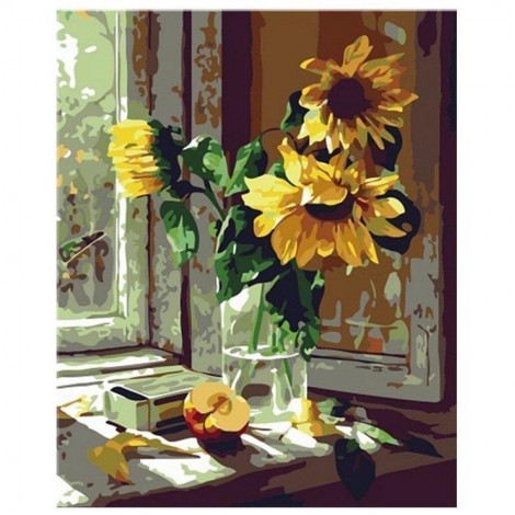 5D DIY Diamond Painting Kits Sunshine Yellow Sunflower in Glass