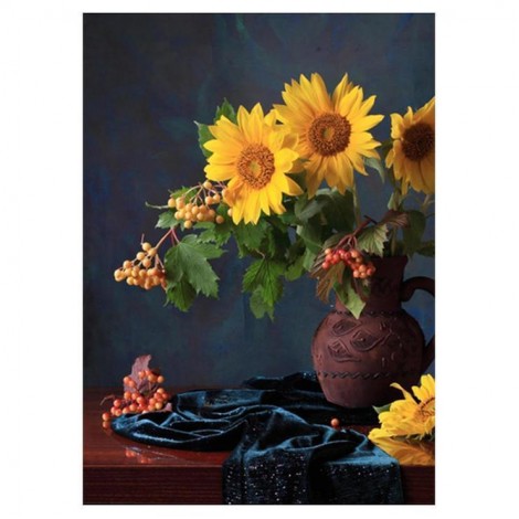5D DIY Diamond Painting Kits Artistic Yellow Sunflowers in Vase