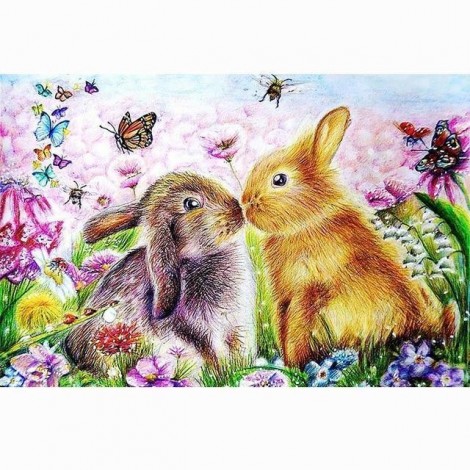 5D DIY Diamond Painting Kits Dream Cartoon Cute Loving Rabbits