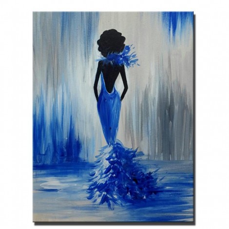 5D DIY Diamond Painting Kits Cartoon Dancer Blue Dress Girl