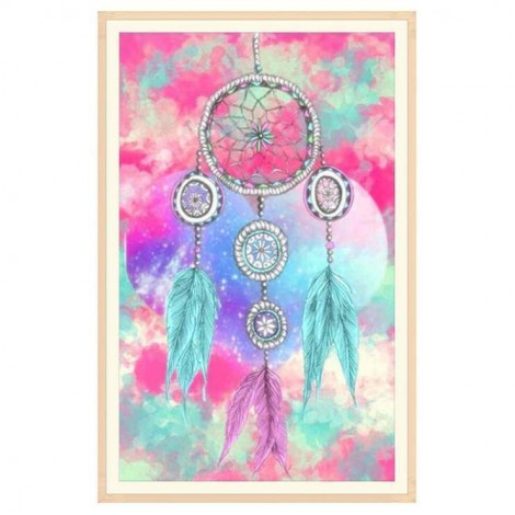 5D DIY Diamond Painting Kits Colorful Dream Catcher Feathers