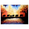 5D DIY Diamond Painting Kits Cartoon Beautiful Sunset Elephants Family