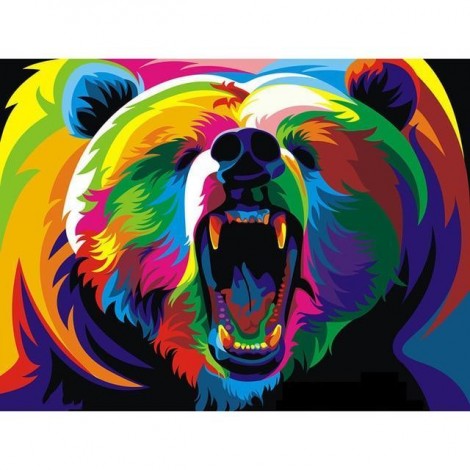 5D DIY Diamond Painting Kits Special Colorful Roaring Bear