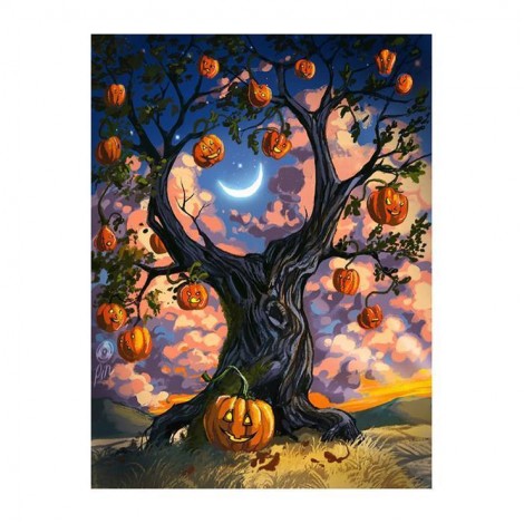5D DIY Diamond Painting Kits Cartoon Halloween Pumpkin Tree