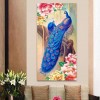 5D DIY Diamond Painting Kits Cartoon Blue Peacocks Flowers