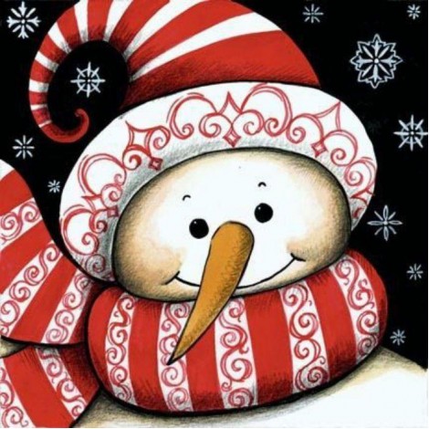 5D DIY Diamond Painting Kits Cartoon Cute Christmas Card Snowman In Winter