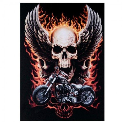 5D DIY Diamond Painting Kits Cool Special Style Skull Fire Motorcycle