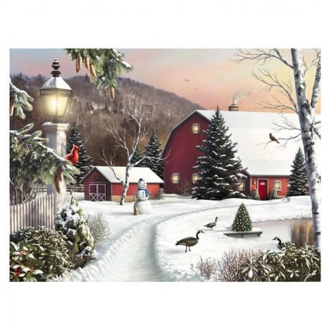5D DIY Diamond Painting Kits Dream Winter Landscape Cottage