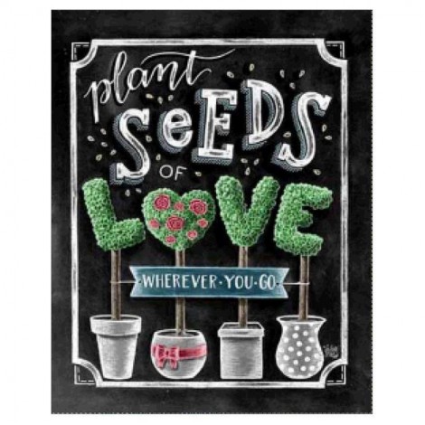 5D Diamond Painting Kits Beautiful Plant Seeds Love Blackboard