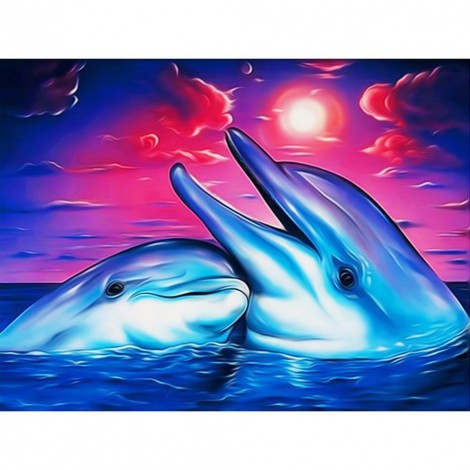 5D DIY Diamond Painting Kits Cartoon Artistic Animal Dolphins