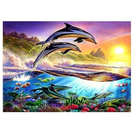 5D DIY Diamond Painting Kits Dream Cartoon Animal Dolphins