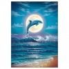 5D DIY Diamond Painting Kits Dreamy Moon Sea Dolphin
