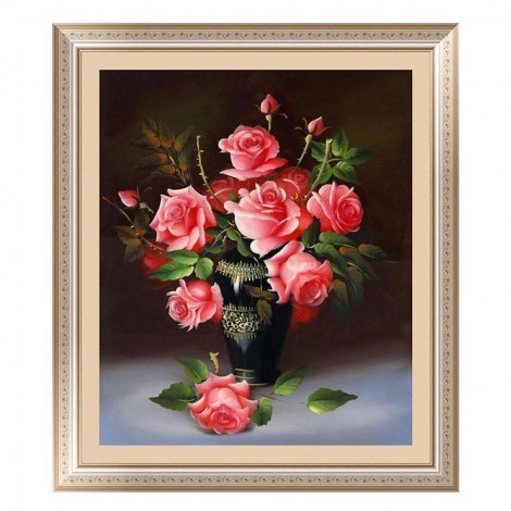 5D DIY Diamond Painting Kits in Vase Red Roses