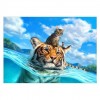 5D DIY Diamond Painting Kits Cartoon Animal Tiger Cat in the Sea