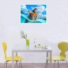 5D DIY Diamond Painting Kits Cartoon Animal Tiger Cat in the Sea