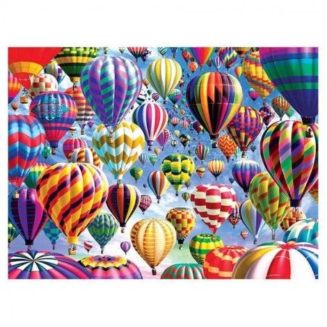 5D DIY Diamond Painting Kits Colorful Cartoon Hot Air Balloons in the Sky