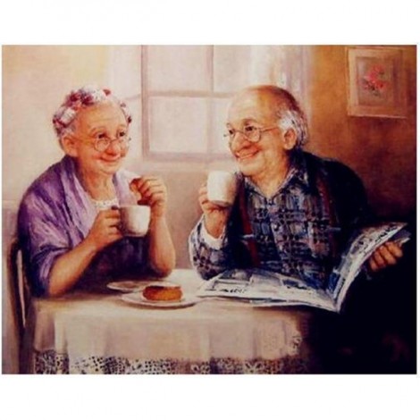 5D Diamond Painting Kits Old Couple Drinking at the Table