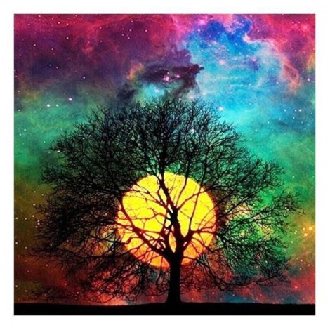 5D Diamond Painting Kits Fantasy Sky Pretty Colourful Tree Moon