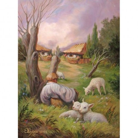 5D DIY Diamond Painting Kits Dream Tree Man Lamb