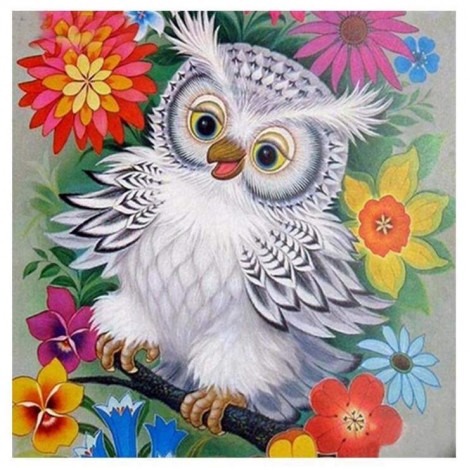 5D DIY Diamond Painting Kits Lovely Cartoon Various Sizes White Owl