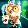 5D DIY Diamond Painting Kits Cute Funny Owl Enjoying Coffee
