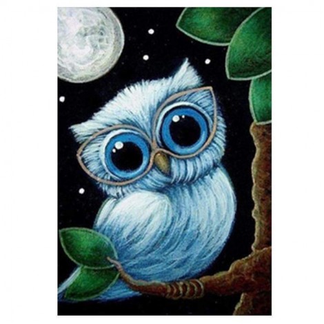 5D DIY Diamond Painting Kits Lovely Cartoon Blue Owl Moon
