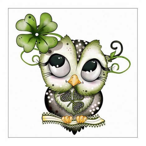 5D DIY Diamond Painting Kits Lovely Naughty Cartoon Green Owl