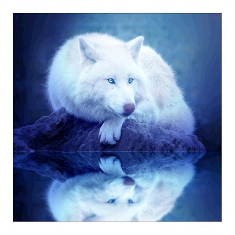 5D DIY Diamond Painting Kits Dream White Wolf Lakeside