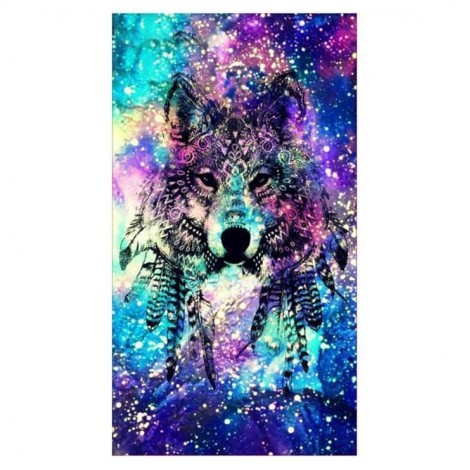 5D DIY Diamond Painting Kits Dream Starry Wolf Picture