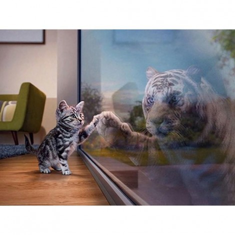 5D DIY Diamond Painting Cat Mirror Tiger