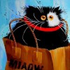 5D DIY Diamond Painting Kits Black Cute Cat in Bag